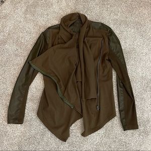 Blanknyc mixed leather moto jacket with drape